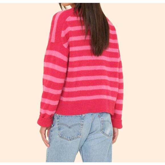 NEW XIRENA lela striped pullover sweater in red rose - Picture 3 of 6